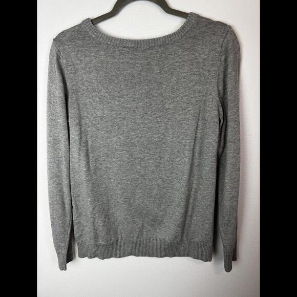 New Direction French Bulldog W/GLITZ Women's Gray Cotton Sweater SZ Large - Picture 5 of 6